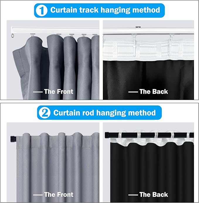 Room Divider Curtains Total Blackout Privacy Curtain Panel Room Thermal Insulated Noise Reduction Curtains for Bedroom Window Living Room Ceiling Track Curtain W 10 ft × H 9 ft Grey