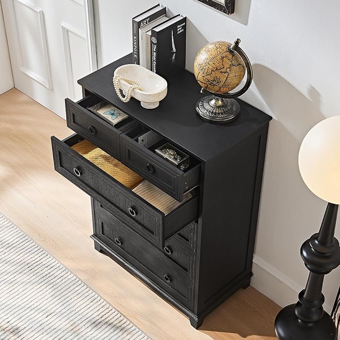 Farmhouse 6 Drawer Dresser for Bedroom, 41" Tall Small Dressers & Chest of Drawers, Rustic Wood Dresser with Metal Handle, Storage Organizer Closet for Living Room, Hallway, Entryway