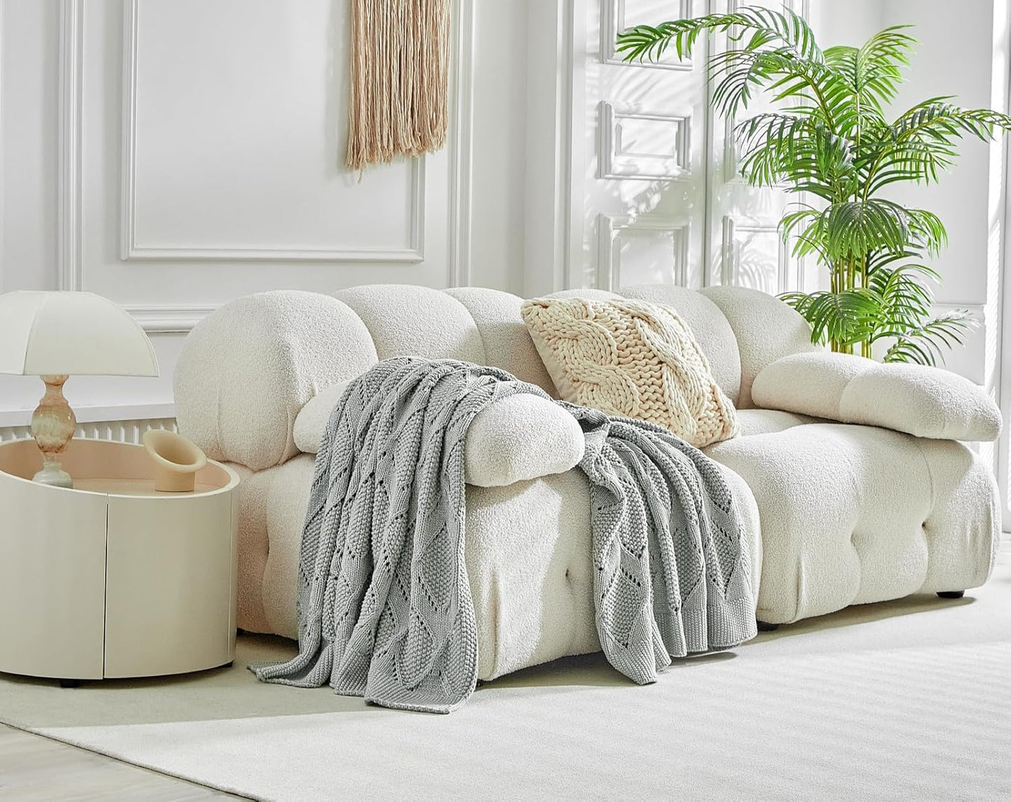 Longhui bedding Chunky Cotton Knit Throw Blanket for Couch, Sofa, Bed, or Chair, Decorative Breathable Fall Cable Knit Blanket 60 x 80 Inches, Large Medium Weight Grey