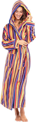Alexander Del Rossa Womens Robe, Long Plush Bathrobe with Hood, Hooded Robes for Women Plus Size Bath Robe