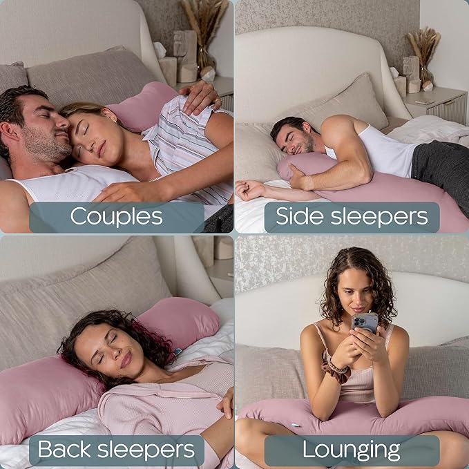 Weighted Body Pillow 6.5lbs - Weighted Pillow for Deeper Sleep (41” x 10”) - Cooling Body Pillows for Adults, Full Body Pillow for Adults, Side Sleeper Body Pillows with Cover (Blossom)