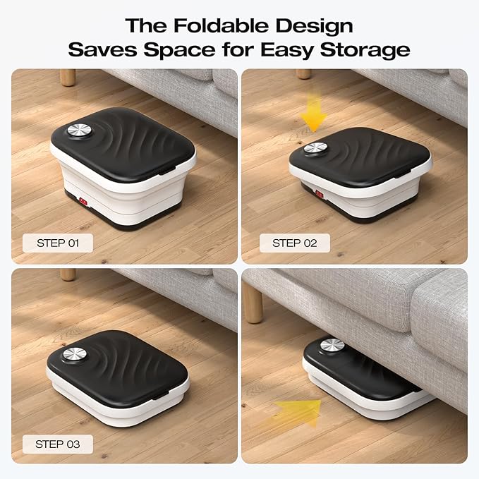 Collapasible Foot Spa Bath Massager with Heat, Pedicure Foot Spa with Bubbles, Temperature Control, Foot Soaking Tub for Home, Office, Foot Soaker Gift for Men and Women