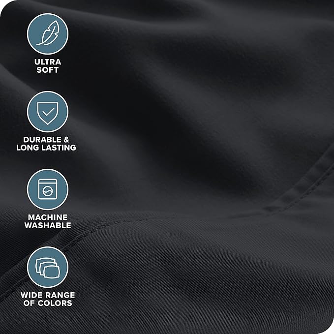 Bare Home Hotel Luxury Split King Sheet Set, Extra Soft - 7 Piece Set - Deep Pockets - Easy Fit - Cooling & Breathable - Wrinkle, Fade, Stain Resistant - Includes 4 Pillowcases (Split King, Black)