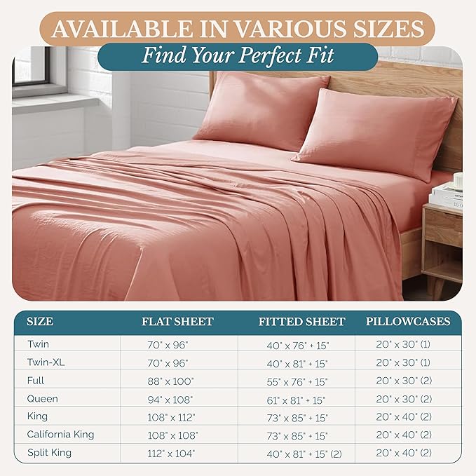 Casa Platino Queen Bed Sheets, 4 Piece Set with Deep Pocket Sheet, Brushed Microfiber for Queen Size Bed, Pre-Washed, Fade Resistant, Hotel Style Sheet Set with Smooth Cozy Feel – Rose Dawn