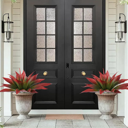 Artificial Agave Plants,Large UV Resistant Fake Agave Planters for Indoor and Outdoor Decorating Tropical Plant Succulents Greenery Indoor Decor (2Pack,22" Red)