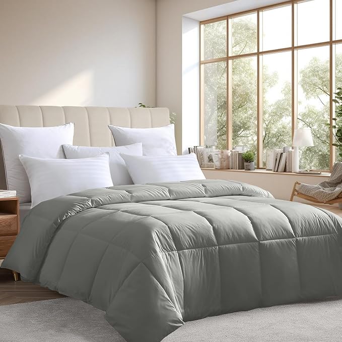 Farm to Home Down Alternative Comforter Queen Size Organic Cotton Duvet Insert Hotel Collection Hypoallergenic Machine Washable 98 x 90 for All Season