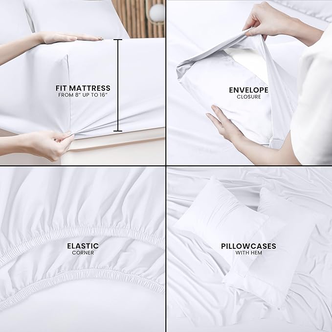 Utopia Bedding Queen Bed Sheets Set - Pack of 10 Sheet Sets - Perfect for Spa, Hotel, & Guest Bedroom - Brushed Microfiber - Shrinkage and Fade Resistant - Easy Care (White)