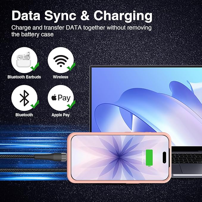 GIN FOXI Battery Case for iPhone 17, Charging Case Charger 8500mAh Ultra-Slim Lightweight Powerful Battery Pack 15W Fast Rechargeable Anti-Fall TPU Juice Box for iPhone 17 (6.3") Pink