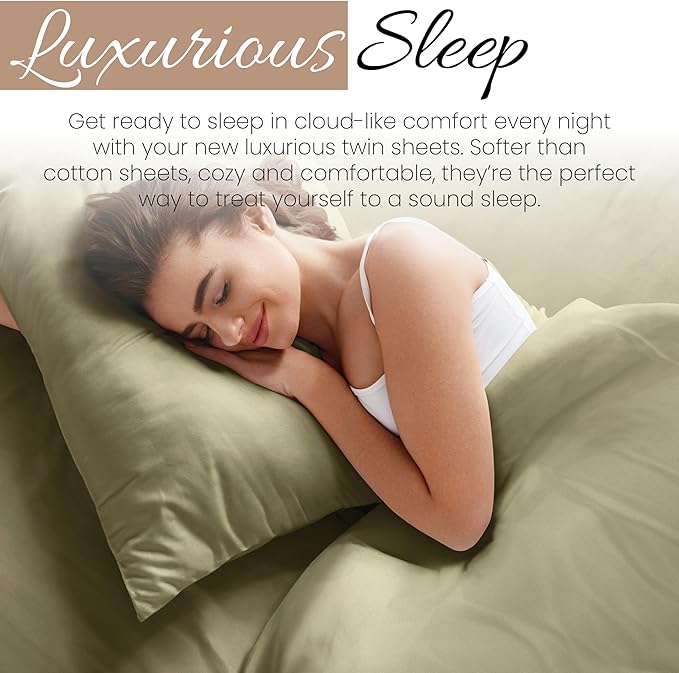 Linen Market Bed Sheets for Twin Size Bed (Sage) - Sleep Better Than Ever with These Soft and Cooling Twin Sheets - Deep Pocket Fits 16" Thick Beds - 3 Piece Twin Sheet Set