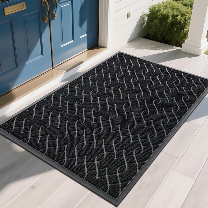 Yimobra Extra Large Door Mat 60x36, All-Season Waterproof Doormat Outdoor Entrance, Heavy Duty Non-Slip Outside Door Mat for Garage Patio Proch Entryway Indoor, Easy Clean, Black