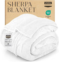 Utopia Bedding Sherpa Blanket Queen Size (White, 90x90 Inches) - Soft Plush Fleece Reversible Blanket for Bed, Sofa, Couch, Camping and Travel
