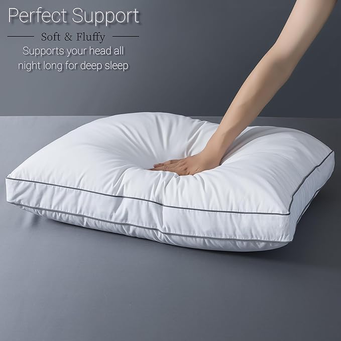 ELNIDO QUEEN Goose Feather Down Pillows King Size Set of 2，Luxury Hotel Collection Bed Pillows for Sleeping， Down Surrounded Pillows 2 Pack, Soft ＆ Fluffy for Side, Back Sleepers 20x36 in