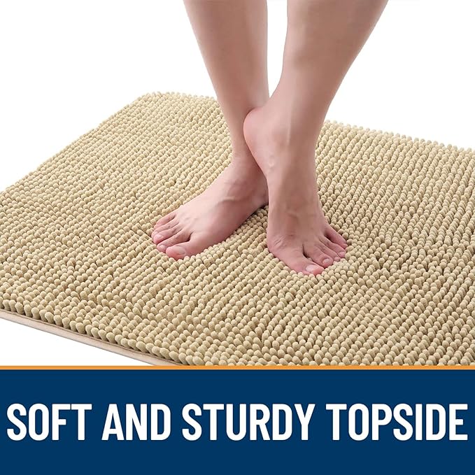 OLANLY Dog Door Mat for Muddy Paws 30x20, Absorbs Moisture and Dirt, Absorbent Non-Slip Washable Doormat, Quick Dry Chenille Mud Mat for Dogs, Entry Indoor Entryway Carpet for Inside Floor, Beige