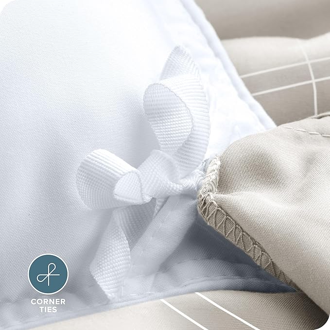 Bare Home Bedding Duvet Cover Full Size - Premium 1800 Super Soft Collection - Lightweight, Duvet Cover - Soft Textured Bedding (Full, Modern Plaid - Stone/White)