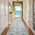 jinchan Torino Runner Rugs 3x10, Vintage-Inspired Floral Design Machine Washable Non-Slip Ultra-Thin Low-Pile Rubber Backing Traditional Rug for Kitchen Hallway Laundry Room Entryway Dark Blue