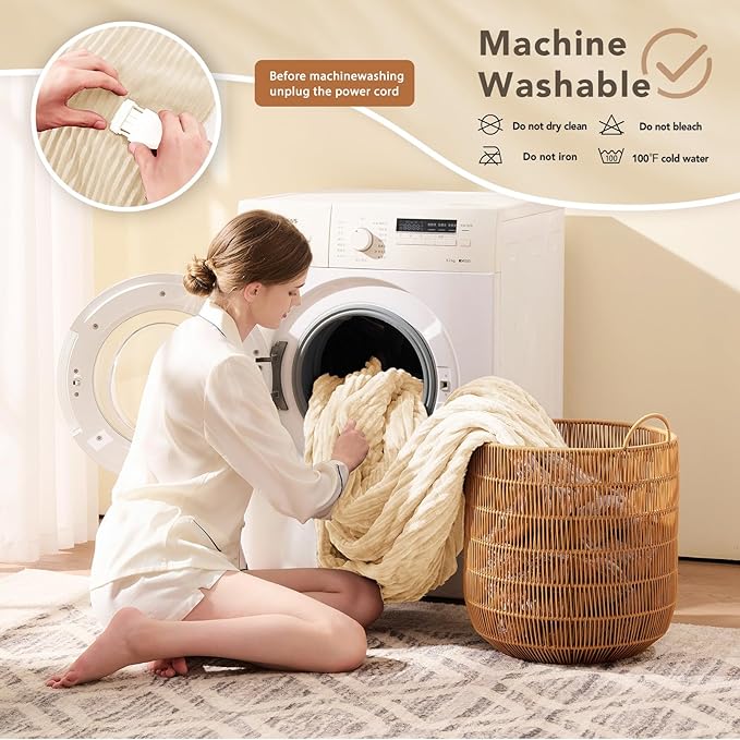 Homemate Electric Heated Blanket Twin Size - 62"x84" Heating Blanket Twin Size 1/2/4/6/8 Hours Auto-Off 10 Heat Level Over-Heat Protection Soft Flannel Sherpa ETL Certification