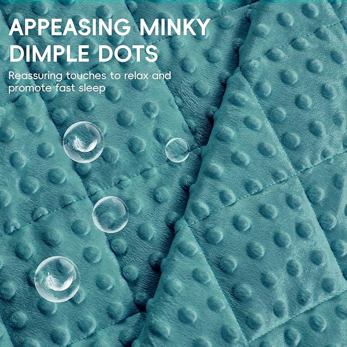 yescool Weighted Blanket 10 Pounds Teal Twin Size Cooling Weighted Throw Blanket, Minky Heavy Blankets Warm Weighted Comforter, Big Washable Thick Blankets Gift for 80-120lbs, 40 * 60in