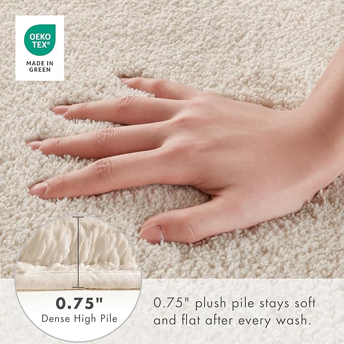 Madison Park Marshmallow Bathroom Rug Non Slip, Luxrurious Plush Bath Mat, Absorbent, Quick Dry, Spa Design Bath Room Décor, 24x40, Natural