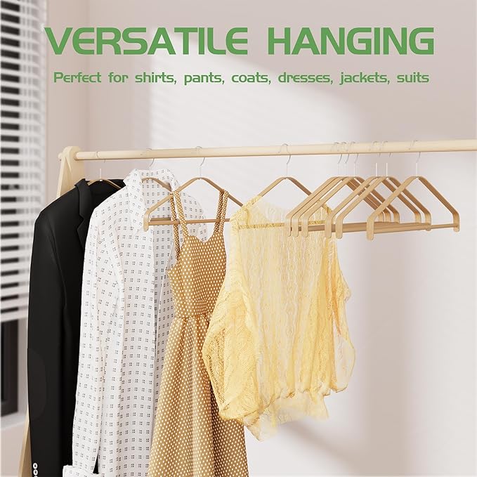 Bamboo Wood Hangers (Bamboo, 30 PCS)