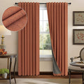 Pitalk Terracotta Blackout Curtains for Nursery 63 Inch Length 2 Panel Autumn Fall Decoration Linen Boho Western Curtain for Bedroom Window Room Darkening Rust Curtains for Living Room Dining MCM