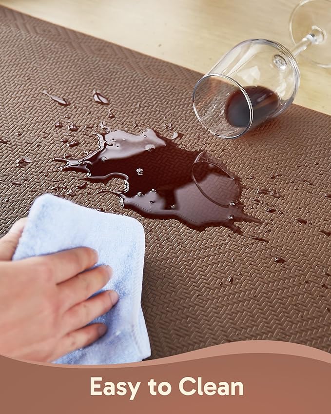 Ophanie Kitchen Mats for Floor, 3/4 inch Thick, 17x28 Anti Fatigue Cushioned Mat, Kitchen Rugs, Waterproof, Comfort Ergonomic Standing Mat for Office, Home, Sink, Brown Non-Slip Ridged Bottom
