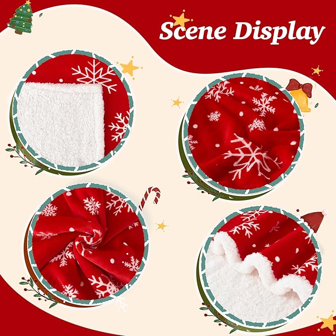 Touchat Christmas Throw Blanket, Red Sherpa Christmas Blankets, Fuzzy Fluffy Soft Cozy Blanket, Fleece Flannel Plush Microfiber Blanket for Couch Bed Sofa 60" X 80",Snowflake