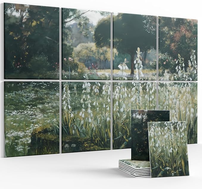 Wall Art Acoustic Panels,47''X31''Soundproof Wall Panels-8-Pack with 50 Adhesive Tabs, Decorative Sound Absorbing Panels for Living Room and Recording Studio, Offices-Galtonia