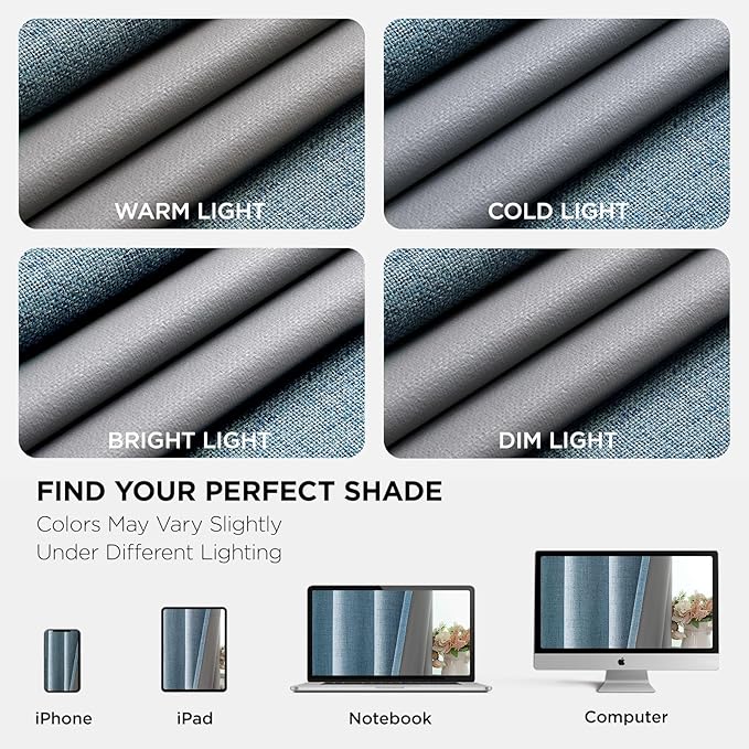Joydeco Light Blue Blackout Curtains 120 Inches Long, Extra Long Blackout Curtains for Living Room Bedroom, Linen Textured Room Darkening Drapes for Windows with Grommets(52x120, Sky Blue)