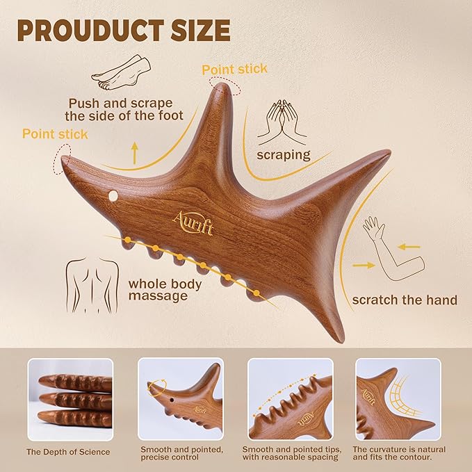 Body Gua Sha Tool Set with Rose Oil – Wood Therapy Massage Tools for Body & Face, Lymphatic Drainage Massager for Relaxation, Deep Tissue Massage & Foot Care, Self Care Gift for Women