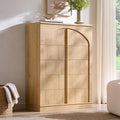 ACCOHOHO Modern 5 Drawers Dresser for Bedroom with Arched Panel,44" Tall Dresser for Closet with Metal Handles,Push-to-Open Wood Storage Closet Dressers Tv Stand for Living Room, Hallway,Natural Oak