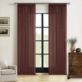 Chestnut Brown 84 Inch Pinch Pleated Linen Curtains 2 Panel Set for Living Room Thick Linen Textured Drapes 84 Inches Long Pinch Pleat Drapes Semi Sheer Curtain for Dining Bedroom Office Rust Maroon