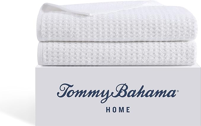Tommy Bahama - Bath Towels, Highly Absorbent & Soft Bathroom Essentials, Low Linting & Fade Resistant, Oeko-Tex Certified (Northern Pacific White, 2 Piece)