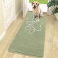 OLANLY Dog Door Mat for Muddy Paws 70x24, Paw Print Design, Absorbs Moisture and Dirt, Non-Slip Washable Doormat, Quick Dry Chenille Mud Mat for Dogs, Entry Indoor Entryway Carpet, Sage Green