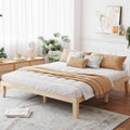 Giantex King Wood Platform Bed Frame, 14 Inch Solid Rubber Wood Mattress Foundation, Heavy Duty Wooden Slats Support, No Box Spring Needed, Easy Assembly, Natural