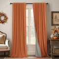 Pitalk Blackout Burnt Orange Curtain for Bedroom 96 Inch Length 2 Panels Back Tab Pocket Room Darkening Privacy Thermal Ochre Dark Orange Black Out Linen Drape for Living Room 52x96 Long Western Decor