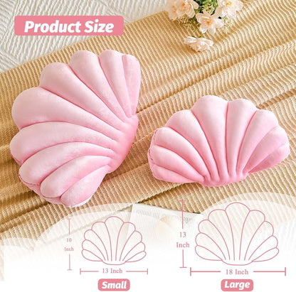 Pink Seashell Throw Pillows, Shell Shaped Throw Pillows, 18 Inch Soft Velvet Home Decorative Pillow Plush Cushion for Bed Couch Living Sofa Room Decor Accent Throw Pillow