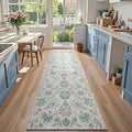 jinchan Torino Runner Rugs 3x8 Vintage-Inspired Floral Design Machine Washable Non-Slip Ultra-Thin Low Pile Rubber Backing Traditional Rug for Kitchen Hallway Laundry Room Entryway
