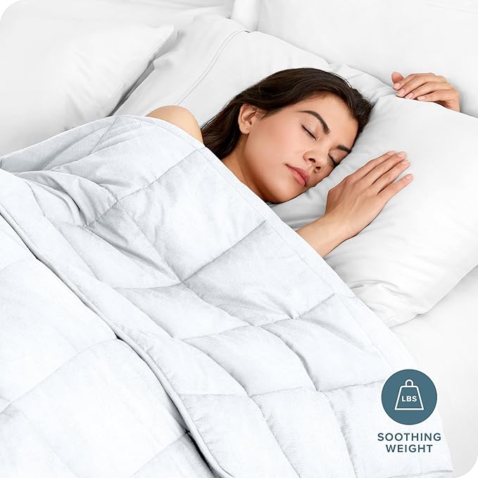 Bare Home Weighted Blanket King Size 25lb (80" x 87") for Adults - Minky Fleece - Premium Heavy Blanket Nontoxic Glass Beads (White, 80"x87")