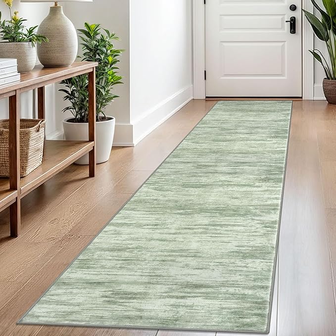 2x8 Modern Abstract Runner Rug for Hallways, Lime Green Super Soft Hallway Decor Kitchen Rugs with Non-Slip, Non-Shedding Washable Rug for Entryway Bedroom Indoor