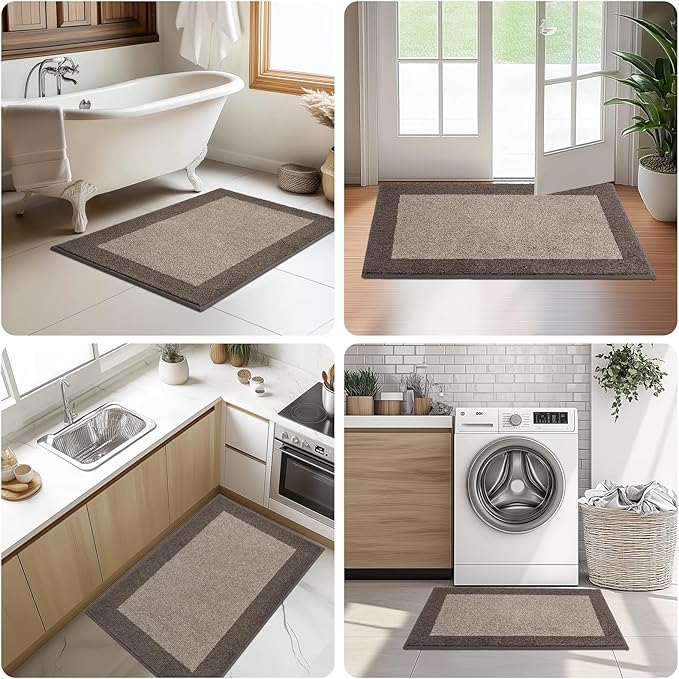 Machine Washable Runner Rug 32" x 96", Non Slip Kitchen Mat for Floor, Absorbent Entryway Rug for Kitchen, Bedroom, Living Room, Hallway, Door (Roll Packing)