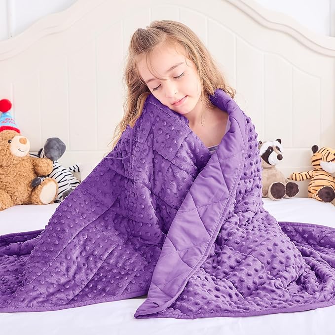 yescool Purple Weighted Blanket 10 Pounds Twin Size Cooling Weighted Throw Blanket, Minky Heavy Blankets Warm Weighted Comforter, Big Washable Thick Blankets Gift for 80-120lbs, 40 * 60in