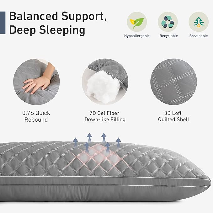 Leeden Body Pillow for Adults - Premium Grey Firm Fluffy Long Pillows - 21 x 54 Soft Plush Full Body Pillows - Adjustable Side Pillow for Sleeping