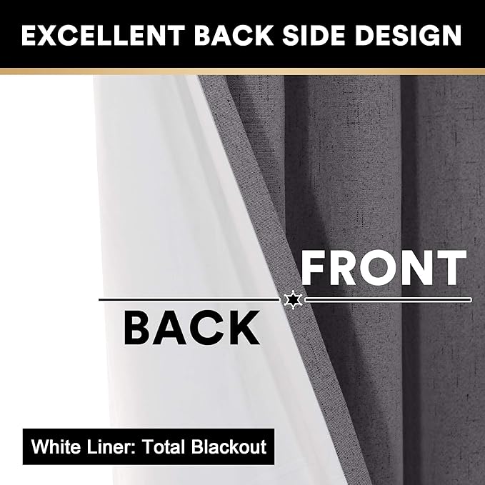 PrinceDeco 100% Blackout Curtains for Sliding Glass Door Blackout Curtains 84 Inches Long Extra Wide Thermal Curtains for Sliding Glass Door Room Divider Curtains,W100 X L84 Inch,Grey