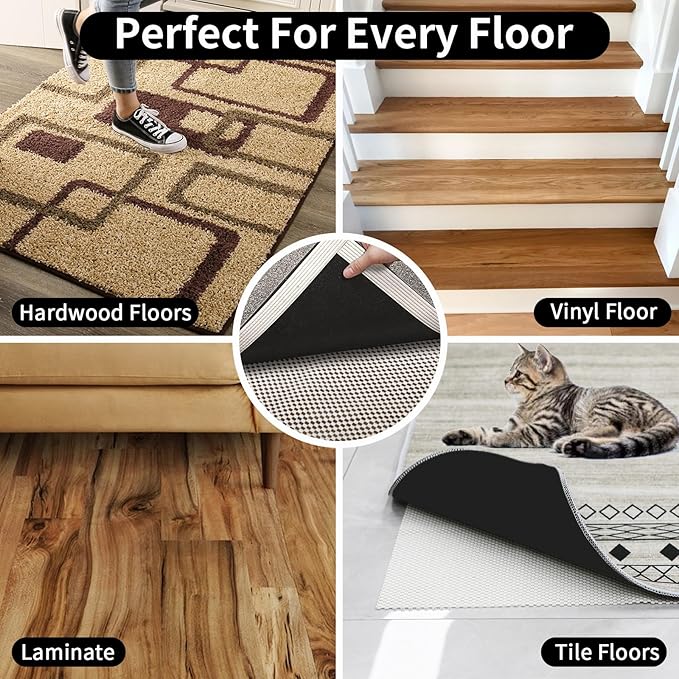 FestiCorp Non Slip Rug Pads 8x10 Ft Non Skid Rug Pad Gripper, Anti-Slip Carpet Rug Mats for Under Rugs and Hard Surface Floors