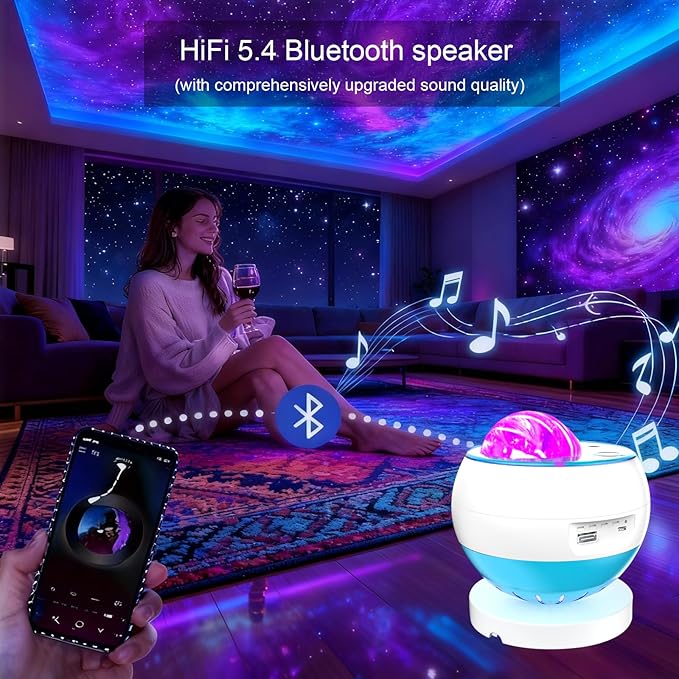 Northern Lights Projector Galaxy Projector for Bedroom, 3 HD projection lenses,16-Color Moon Light,USD&Bluetooth Speaker Str Projector Galaxy Lights, Ambient Lighting,Lights for Bedroom Gifts for Boys