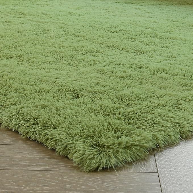 duduta Green Soft Fluffy Rug 4x6 ft, Shag Fuzzy Plush Rectangle Carpet for Bedroom Nursery Living Room Home Decor