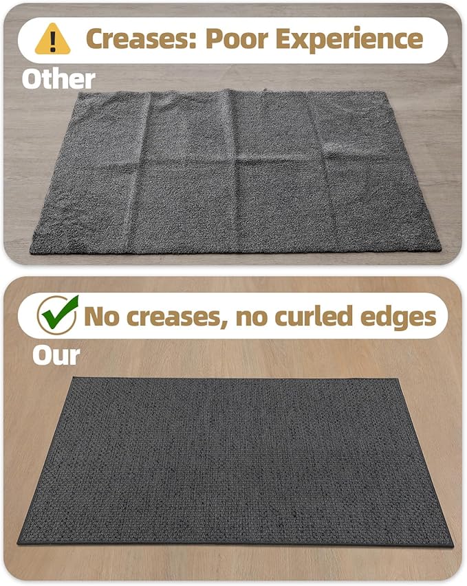 Color&Geometry Ultra-Thin Indoor Door Mat, 22.6"x31.5" Low-Profile Non-Slip Entryway Rug with Modern Geometric Texture, Washable Doormat for Entrance, Front Doors, Grey (Rolled-up NO Creases)