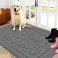 FONEYI Indoor Door Mat, Front Back Door Mat 32" x 48" Non-Slip Rubber Backing Door Rug, Machine Washable Entry Rug, Low Profile Absorbent Dirt Trapper Doormat Inside Floor Mats for Entryway, Grey