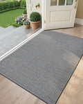 Color&Geometry Ultra-Thin Indoor Door Mat, 36"x56" Low-Profile Non-Slip Entryway Rug with Modern Geometric Texture, Washable Doormat for Indoor Entrance, Front Door, Light Grey (Rolled-up NO Creases)