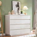 47’’ Wide Dresser with 8 Drawers, White Chest of Drawers with Deep Drawers & Handleless, Wooden Storage Organizer for Bedroom, Living Room, Hallway